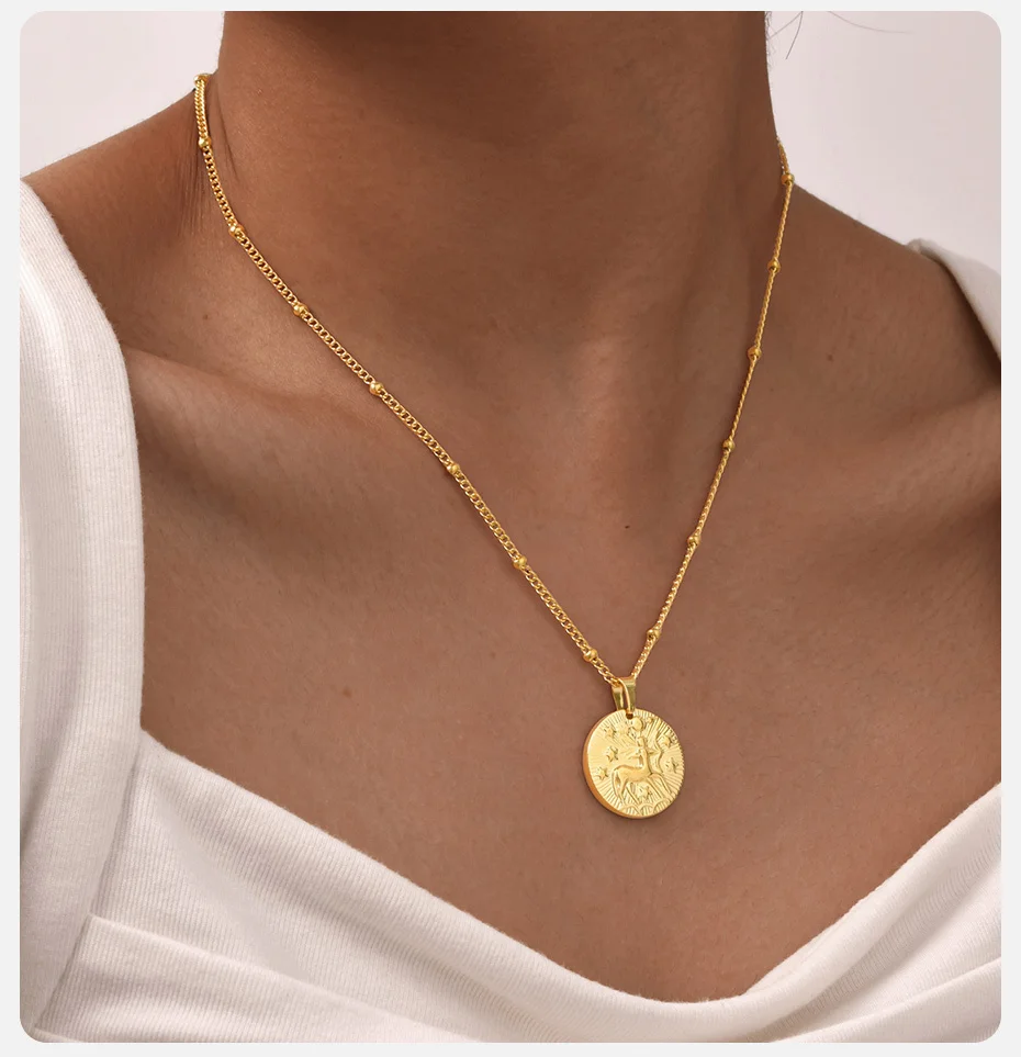 Collana con Medaglione con Costellazione | Oro Placcato 14k