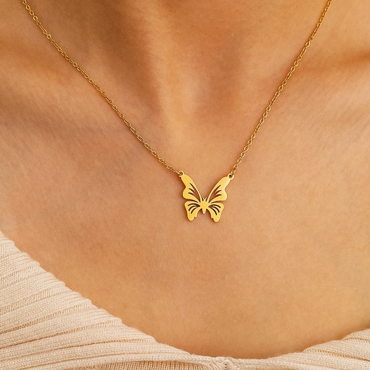 Collana con ciondolo a farfalla | Oro placcato 14k