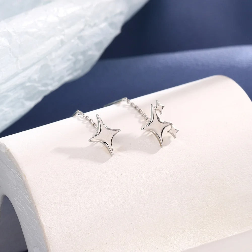 Asymmetrical Star Tassel Earrings | 925 Sterling Silver