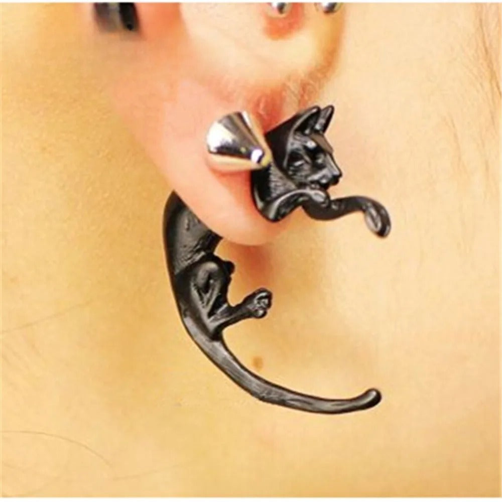 3D Black Cat Earrings