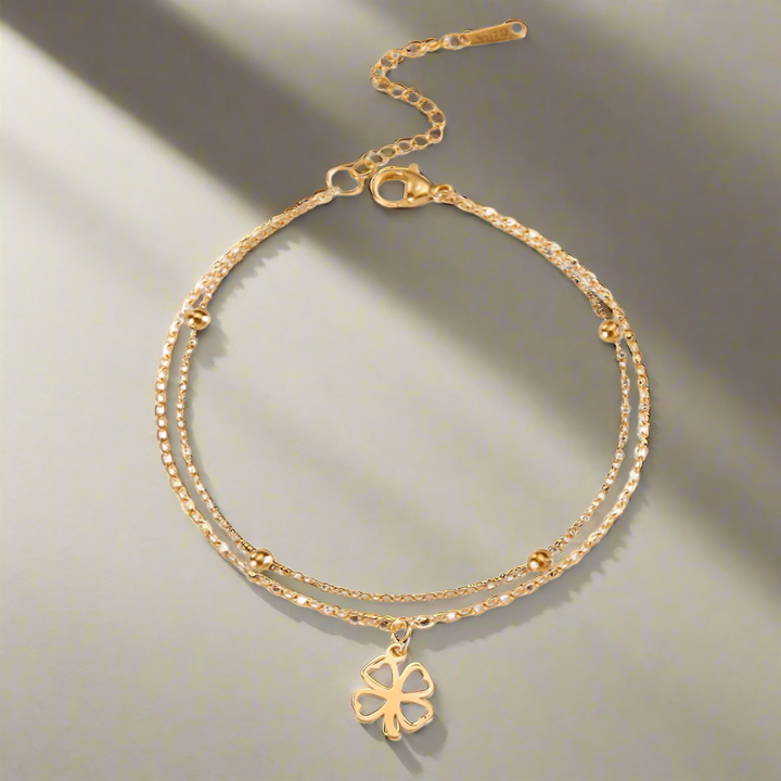 Bracelet Trèfle à Quatre Feuilles  |  Or Plaqué 14k
