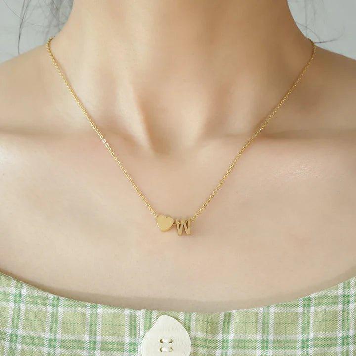 Collier personnalisé en forme de cœur avec initiale | Or plaqué 14k
