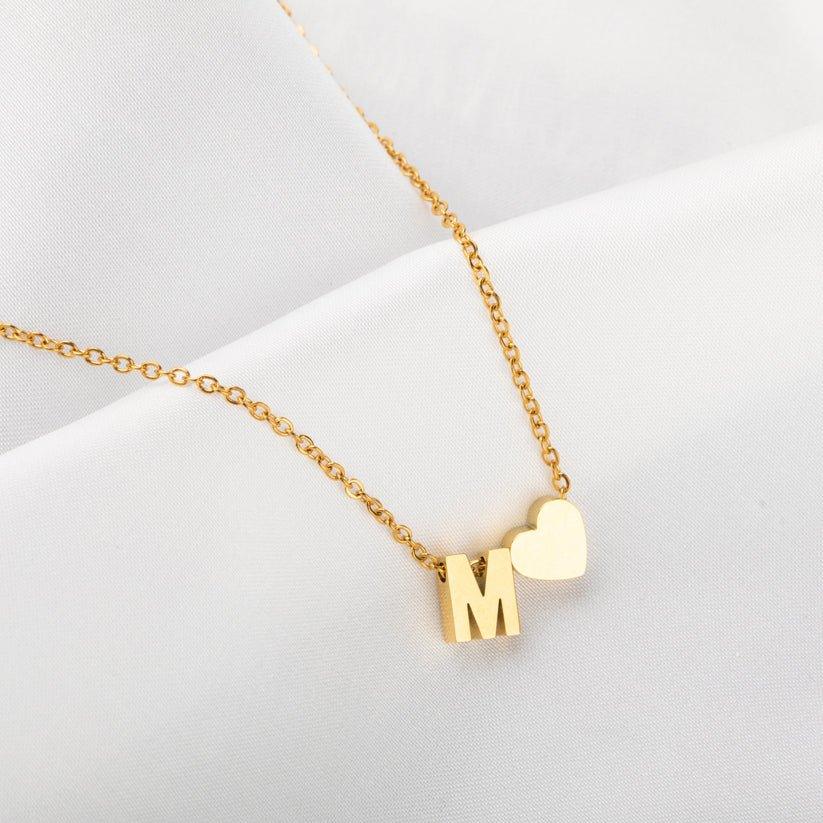 Collier personnalisé en forme de cœur avec initiale | Or plaqué 14k