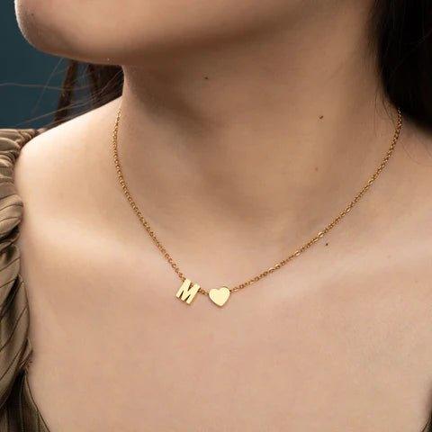 Collier personnalisé en forme de cœur avec initiale | Or plaqué 14k