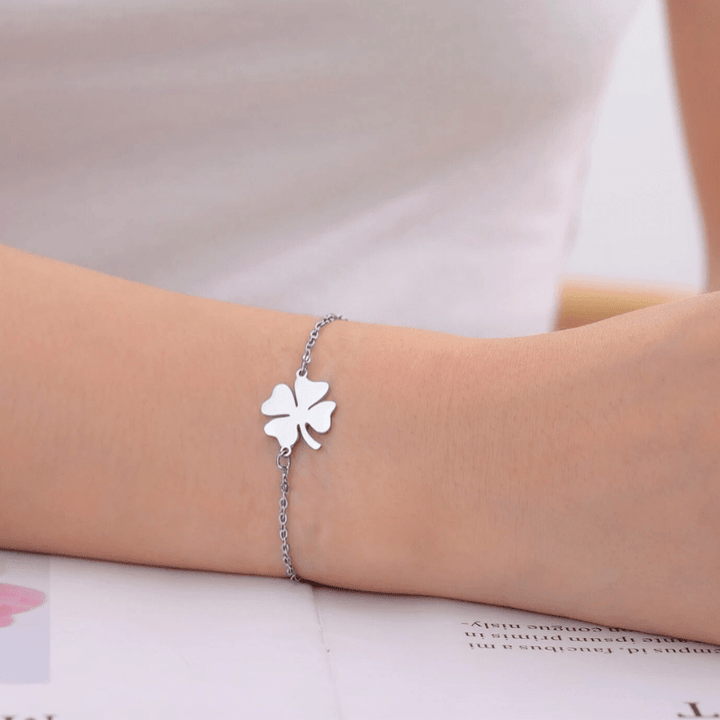 Brassard avec Grand Trèfle à Quatre Feuilles | Or 14k Plaqué