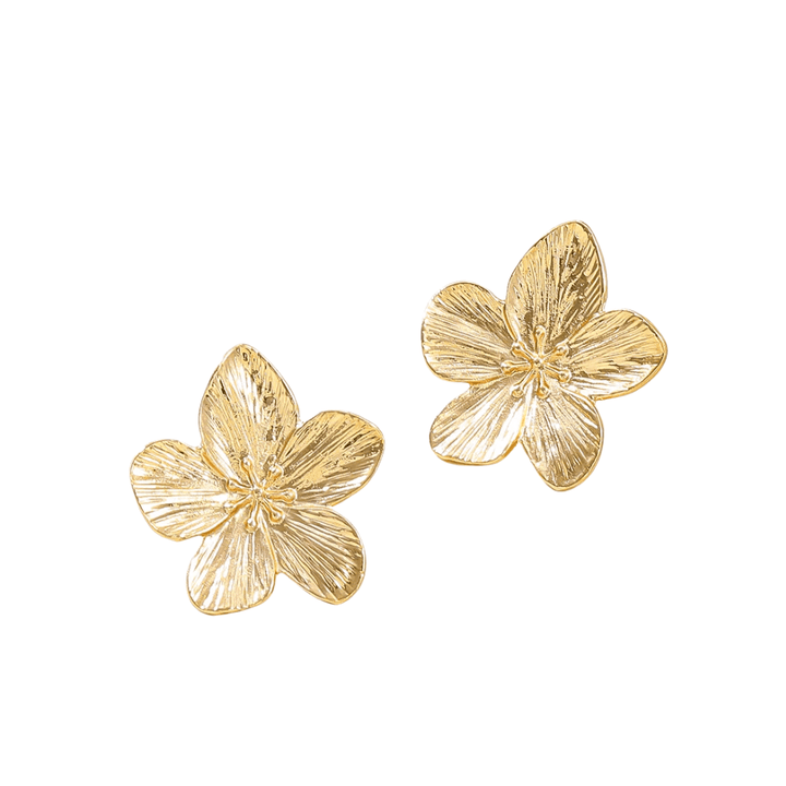 Flora Boucles d'oreilles avec Grande Fleur | Or plaqué 14k