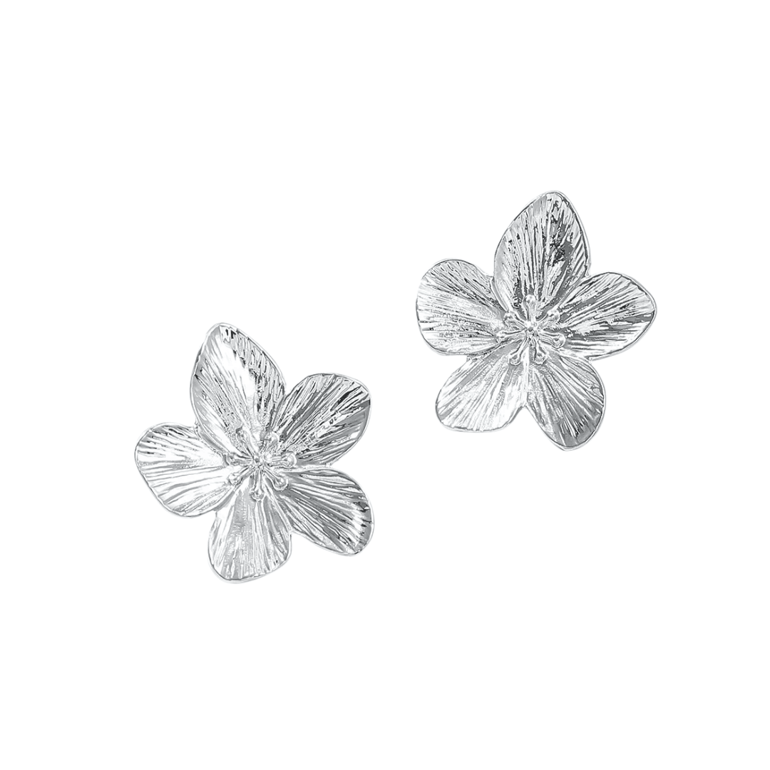Flora Boucles d'oreilles avec Grande Fleur | Or plaqué 14k