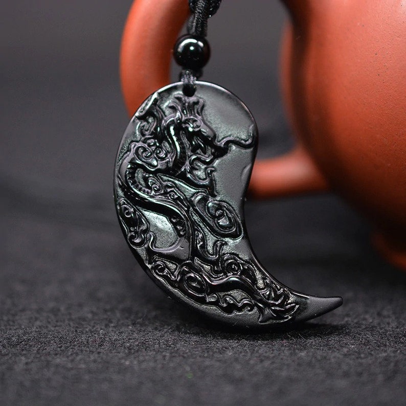 Dragon & Phoenix Obsidian Couple Necklace