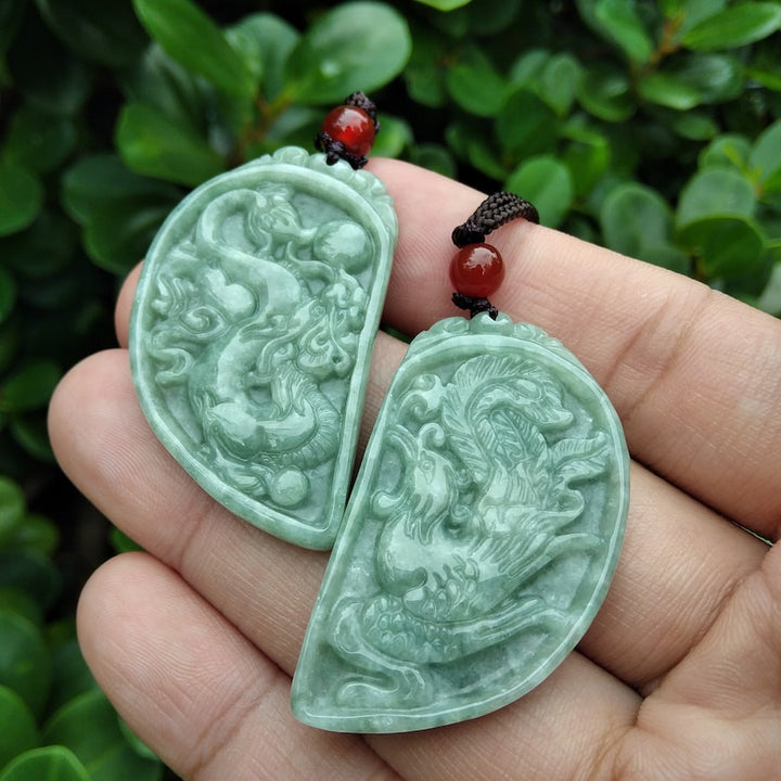 Dragon & Phoenix Jade Couple Necklace