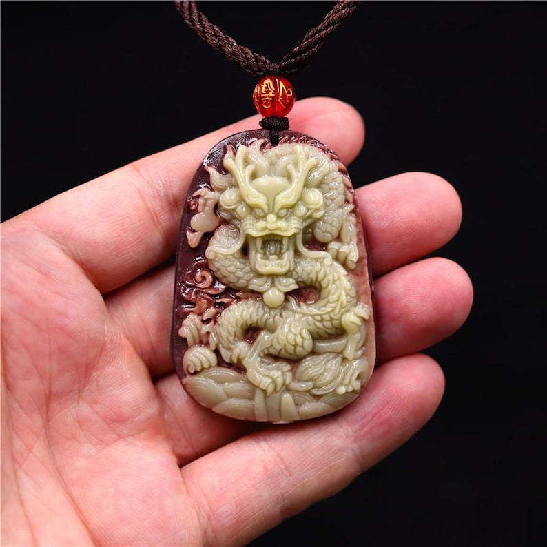 White Jade Dragon Necklace