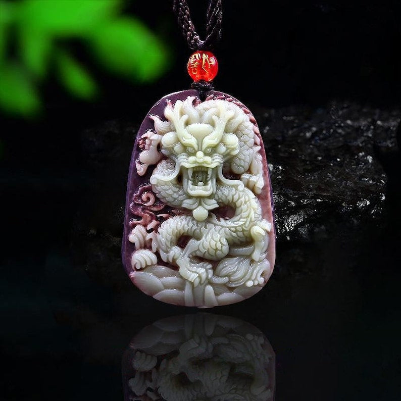 White Jade Dragon Necklace