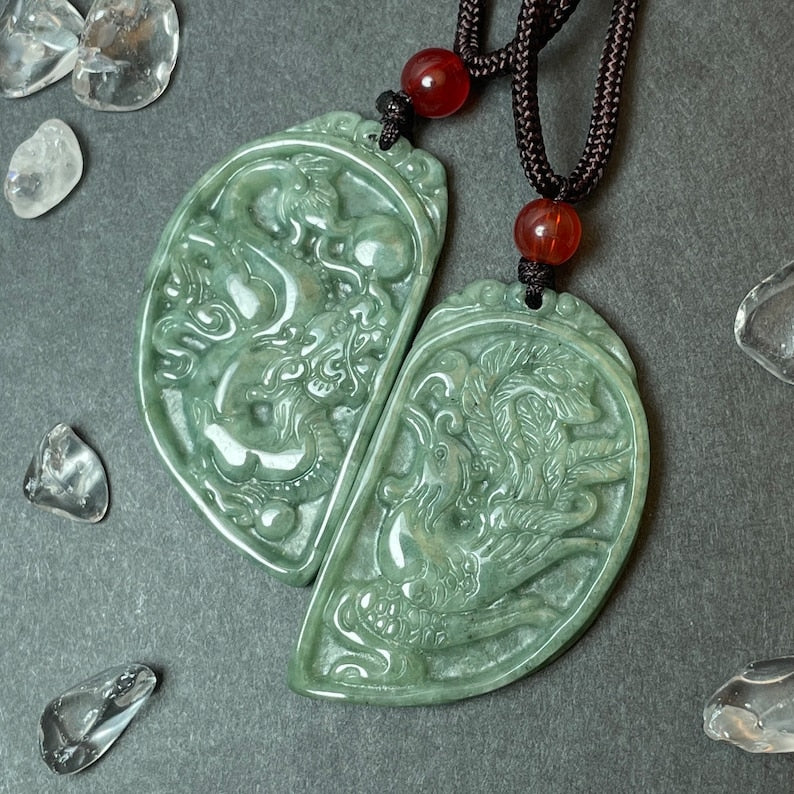 Dragon & Phoenix Jade Couple Necklace