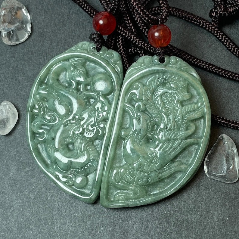 Dragon & Phoenix Jade Couple Necklace