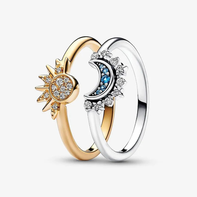 Sun & Moon Ring Set | S925 Silver