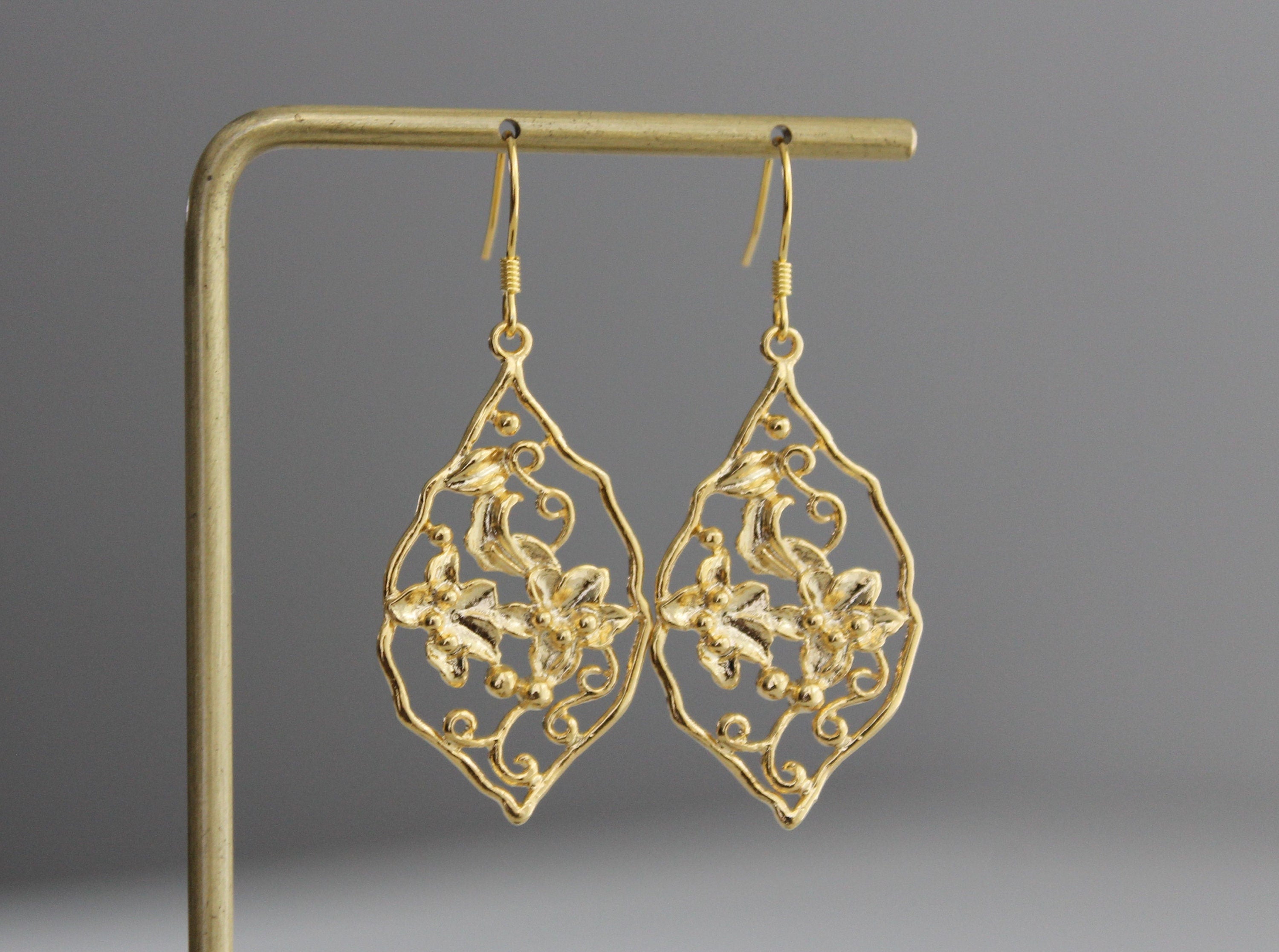 Bohemian Flower Earrings | 14k Plated Gold