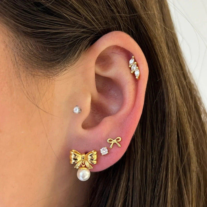 Boucles d'oreilles avec nœud | Or plaqué 14k