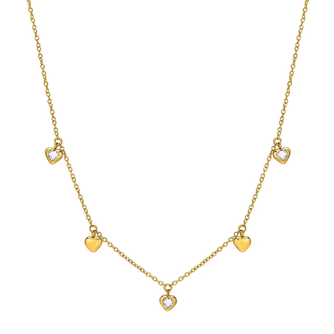 Ketting met Hart Bedeltjes | 14K Verguld Goud