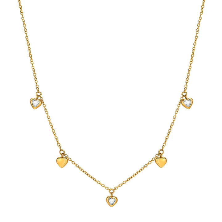 Ketting met Hart Bedeltjes | 14K Verguld Goud