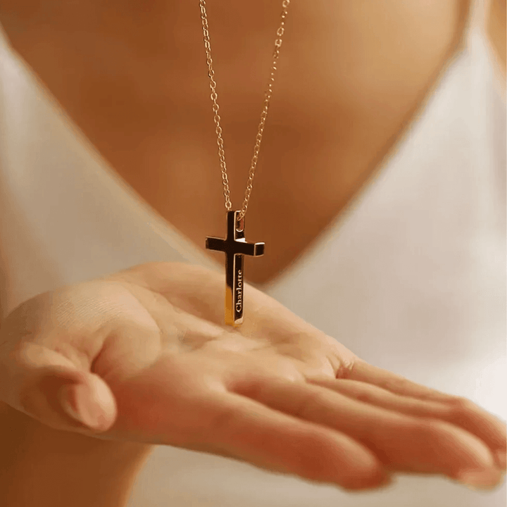 Collier Croix avec Pendentif | Or Plaqué 14K