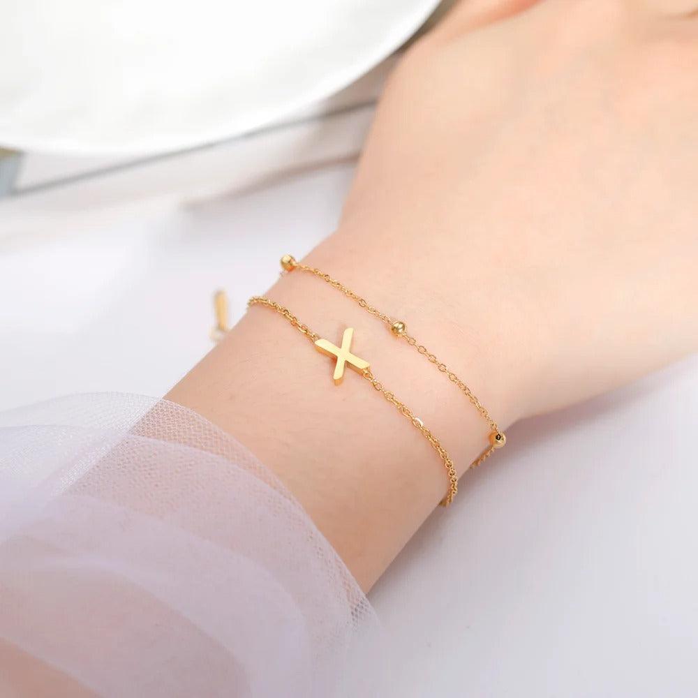 Bracelet personnalisé avec initiale | Or plaqué 14K