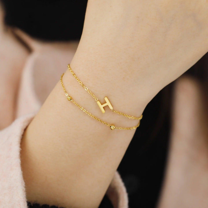 Bracelet personnalisé avec initiale | Or plaqué 14K
