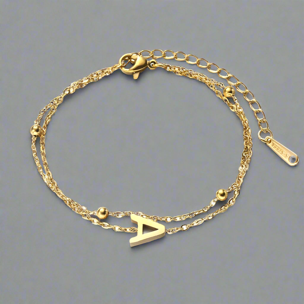 Bracelet personnalisé avec initiale | Or plaqué 14K