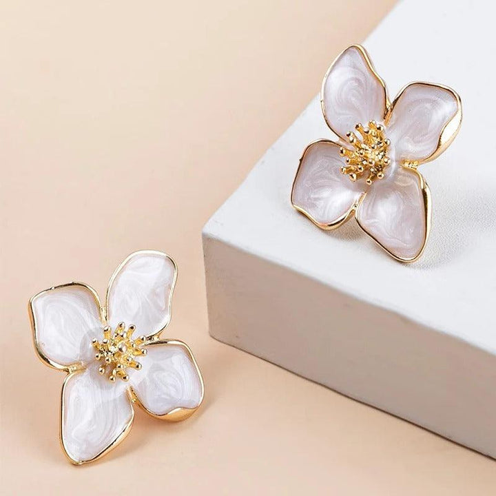 Boucles d'oreilles avec fleur | Or plaqué 14k