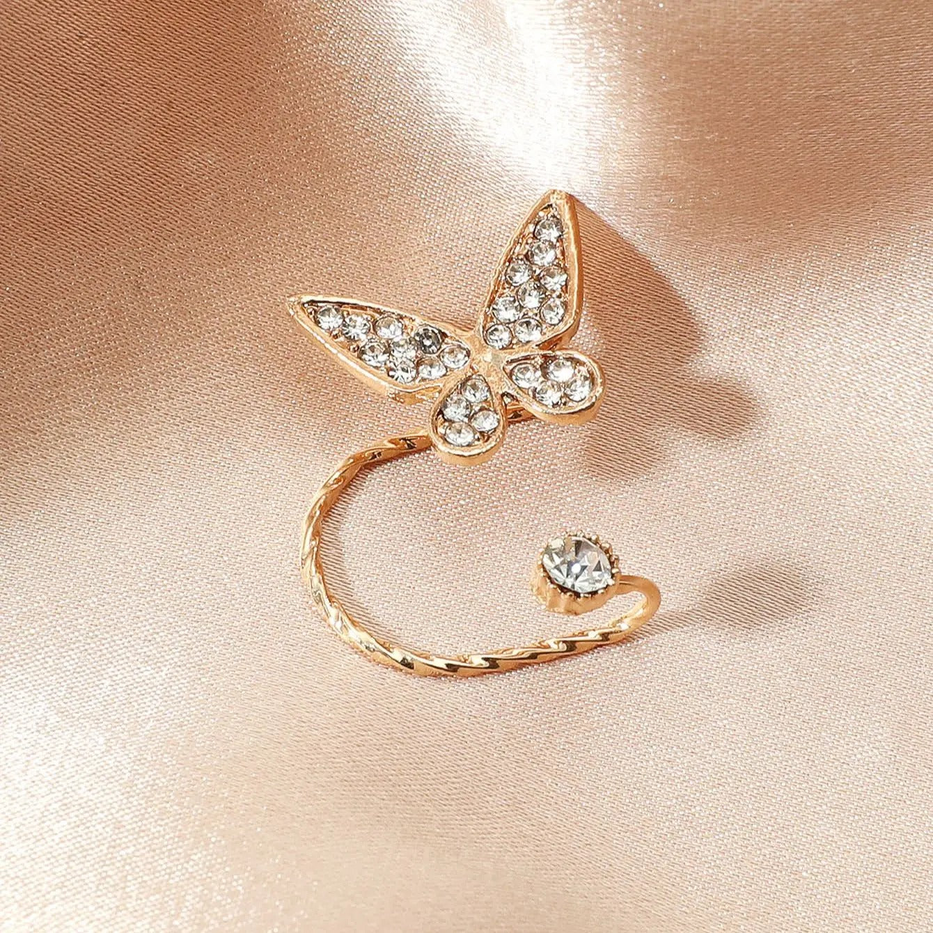 Boucles d'oreilles Papillon en Cristal | Or 14 carats plaqué