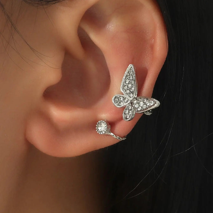 Boucles d'oreilles Papillon en Cristal | Or 14 carats plaqué