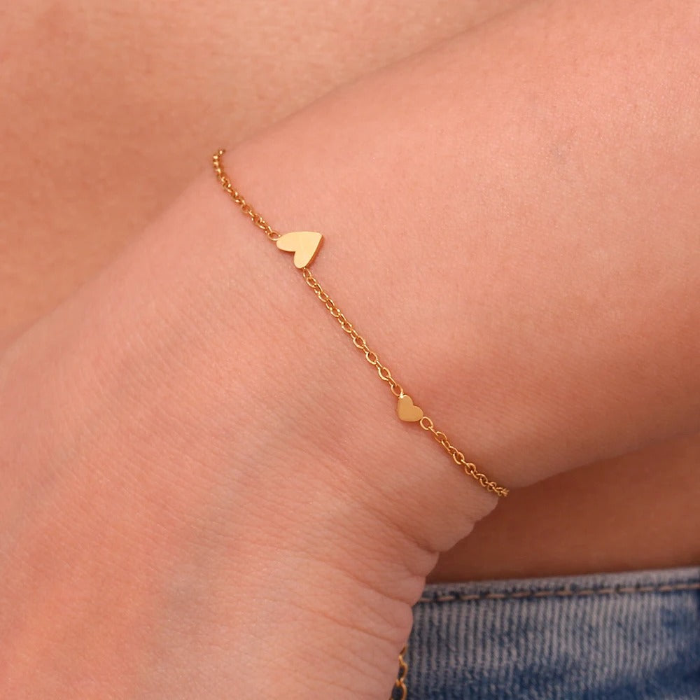 Bracelet de cheville Hartjes | Or plaqué 14k