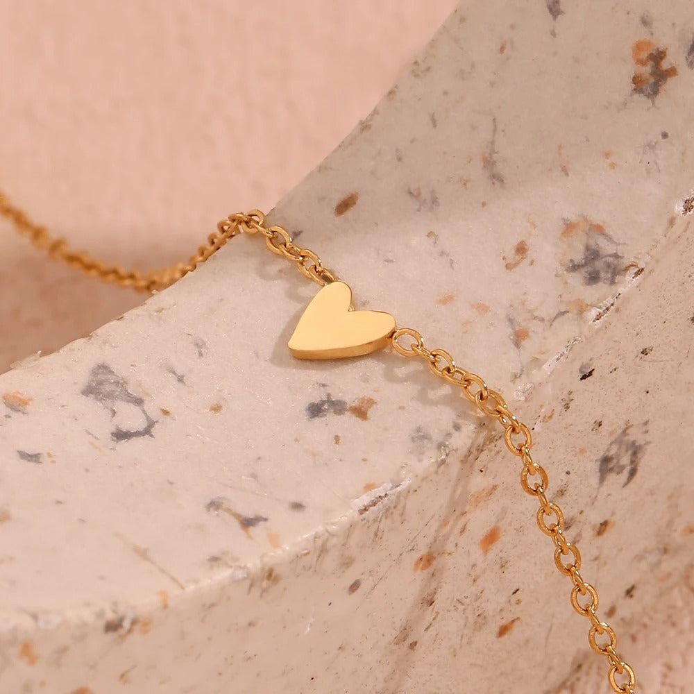 Bracelet de cheville Hartjes | Or plaqué 14k