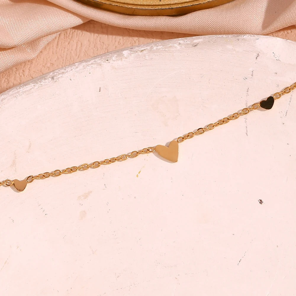 Bracelet de cheville Hartjes | Or plaqué 14k