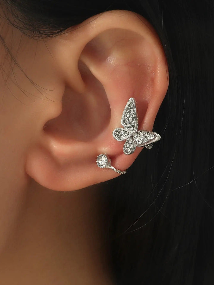 Boucles d'oreilles Papillon en Cristal | Or 14 carats plaqué