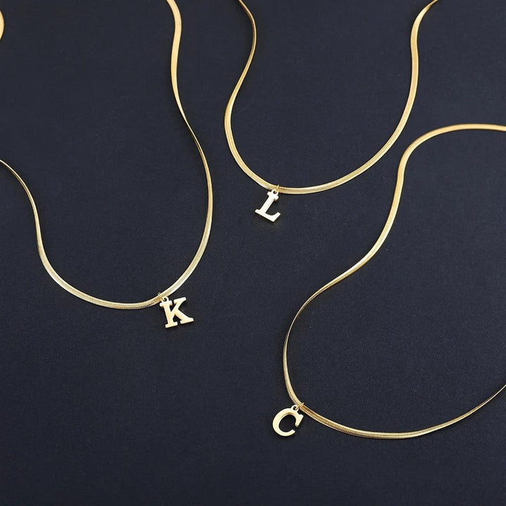 Gepersonaliseerde Slangenketting met Initiaal | 14k Verguld Goud