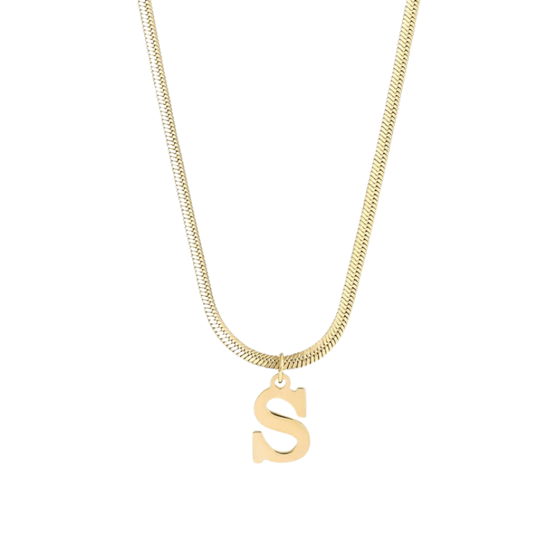 Gepersonaliseerde Slangenketting met Initiaal | 14k Verguld Goud