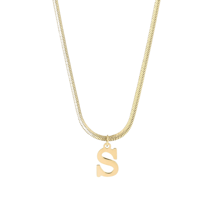 Gepersonaliseerde Slangenketting met Initiaal | 14k Verguld Goud