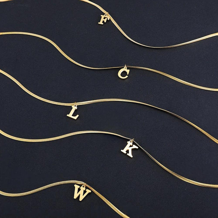 Gepersonaliseerde Slangenketting met Initiaal | 14k Verguld Goud