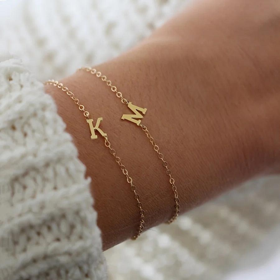 Bracelet personnalisé avec initiale | Or plaqué 14k