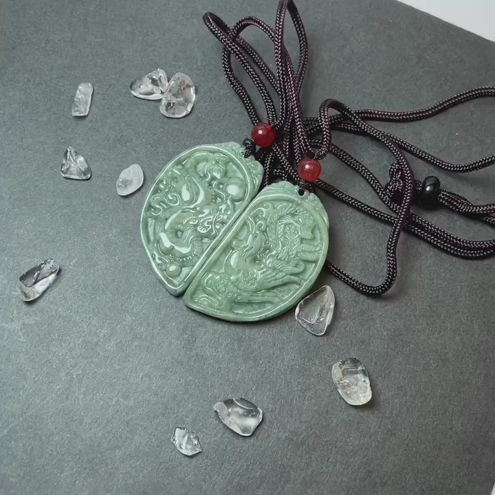 Dragon & Phoenix Jade Couple Necklace