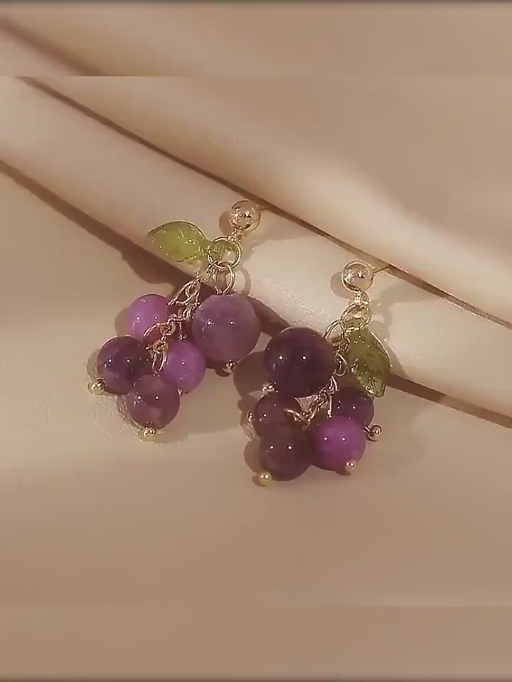 Purple Grape Earrings