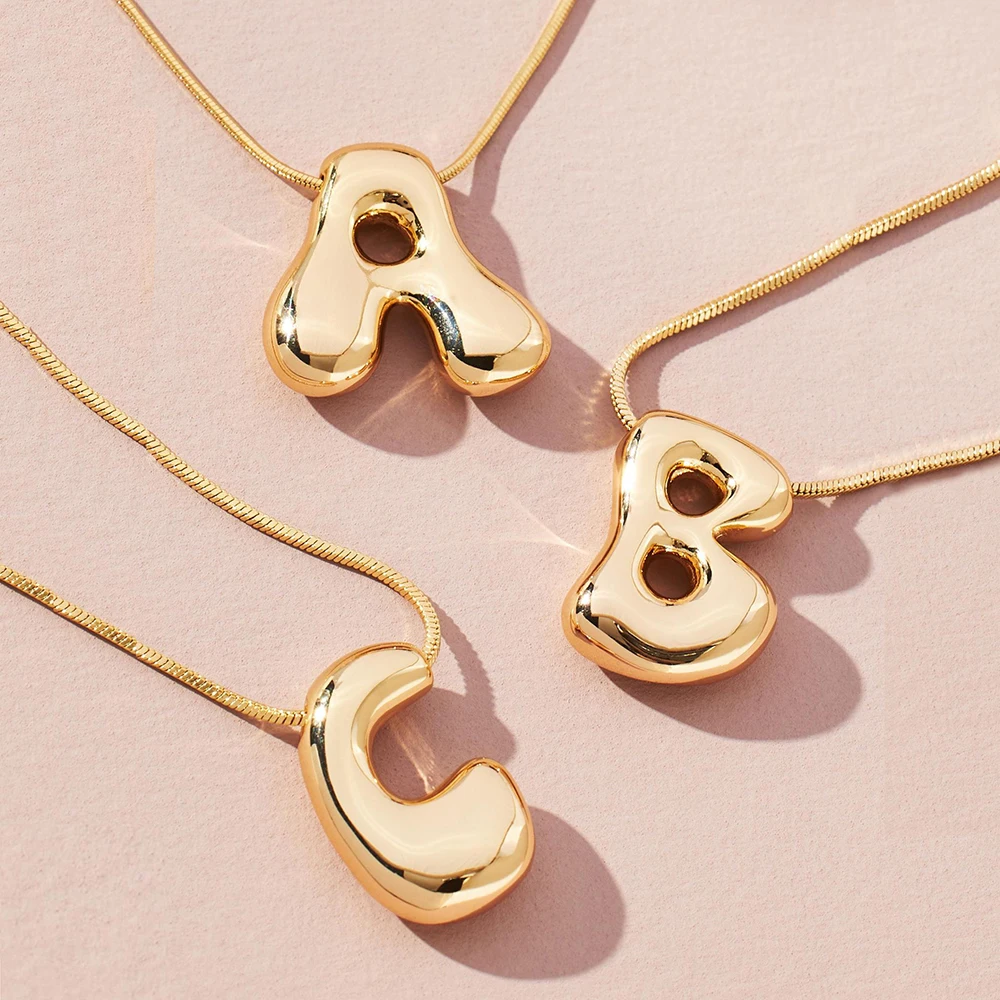 Ketting met Bubbelletter | 14k Verguld Goud