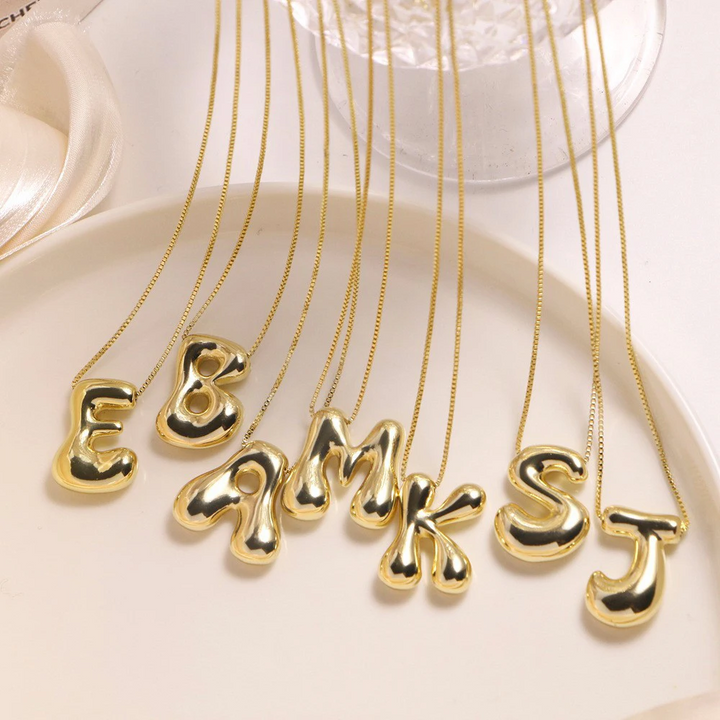 Ketting met Bubbelletter | 14k Verguld Goud