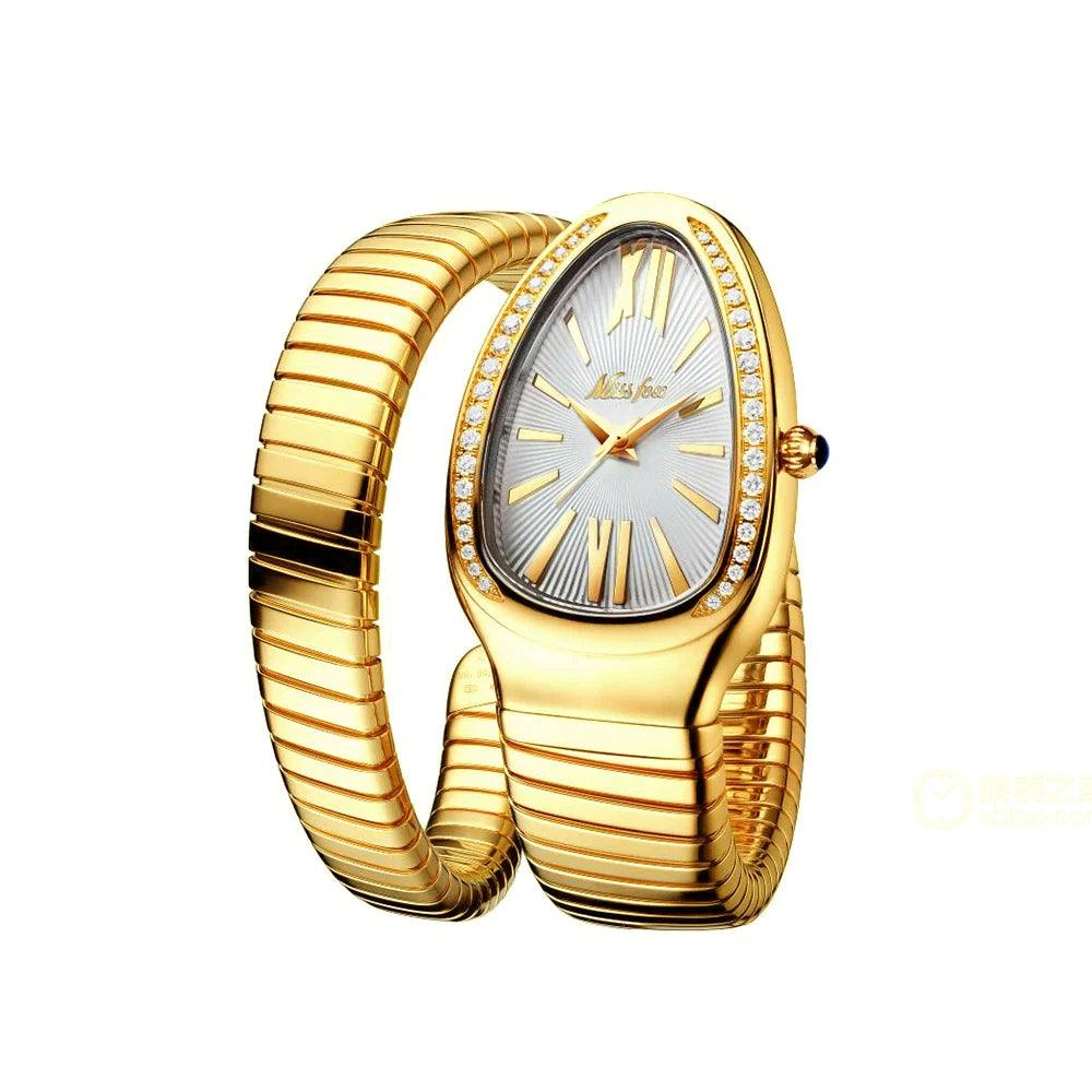 Dames Slangen Armbandhorloge | 925 Sterling Zilver & 14K Verguld Goud