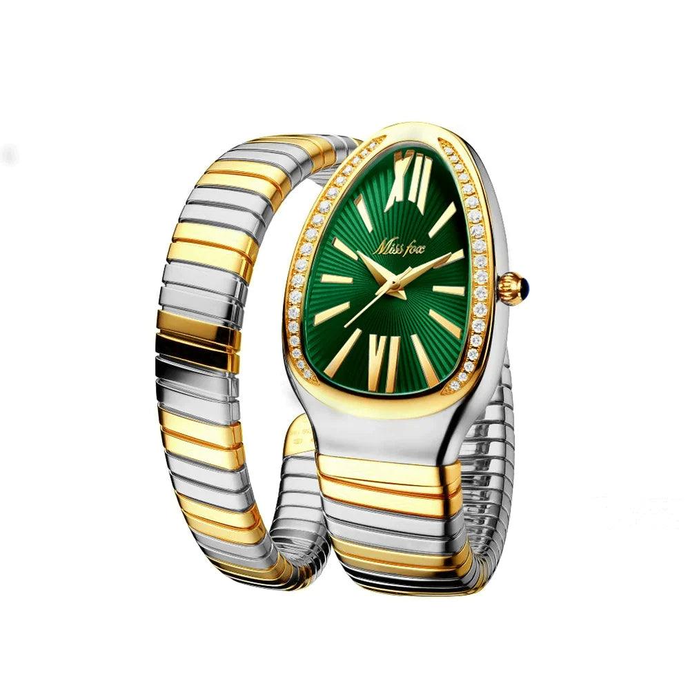 Dames Slangen Armbandhorloge | 925 Sterling Zilver & 14K Verguld Goud