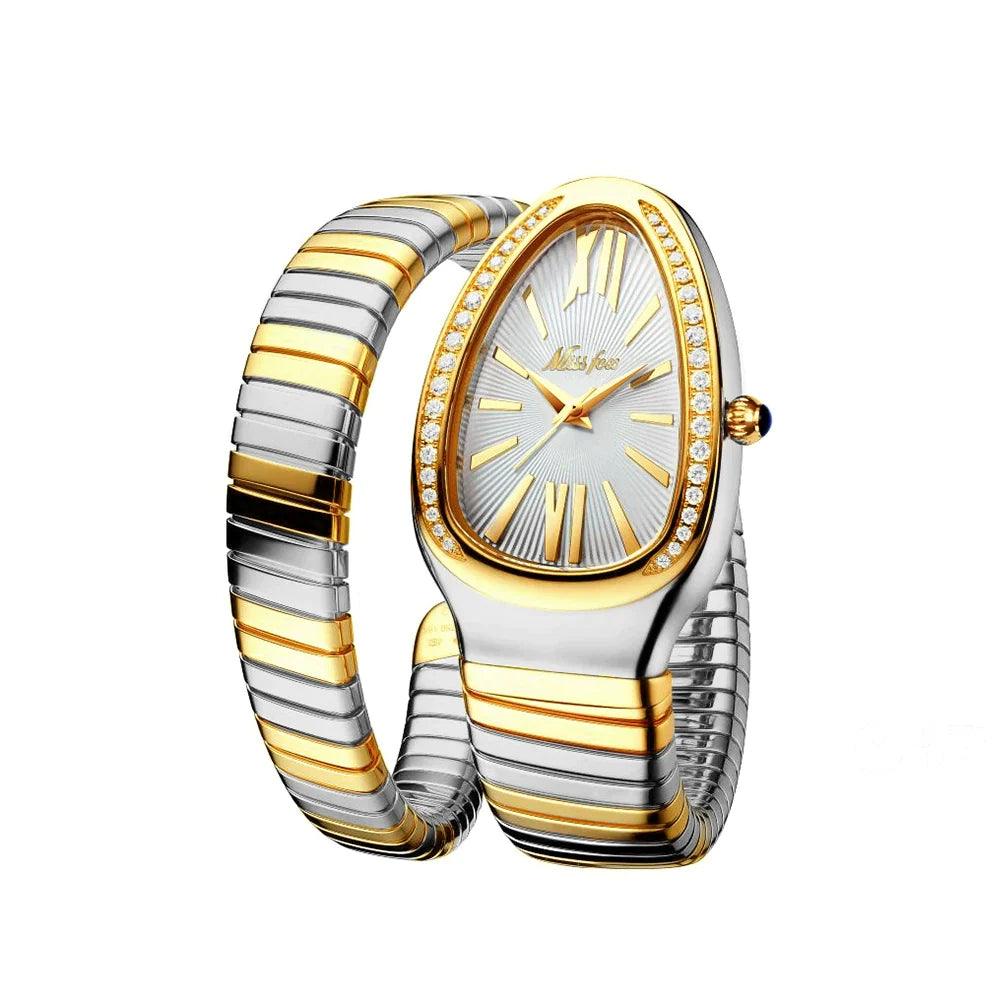 Dames Slangen Armbandhorloge | 925 Sterling Zilver & 14K Verguld Goud