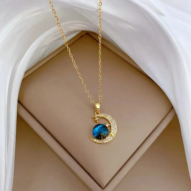 Celestial Space Necklace | 14K Gold Plated Cosmic Jewelry