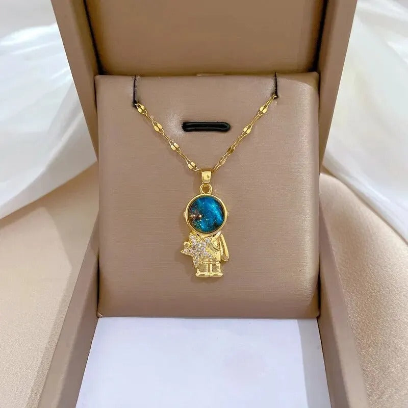 Celestial Space Necklace | 14K Gold Plated Cosmic Jewelry