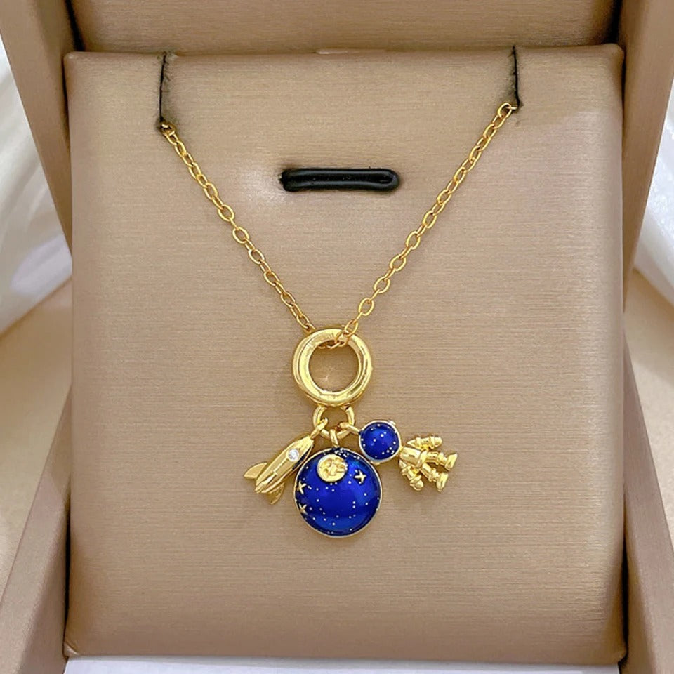 Celestial Space Necklace | 14K Gold Plated Cosmic Jewelry